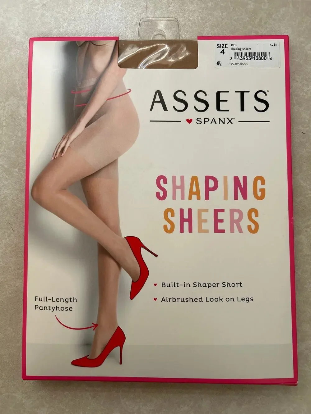 New Spanx Assets Shaping Sheers Pantyhose Built-In Shaper Short size 4 Nude